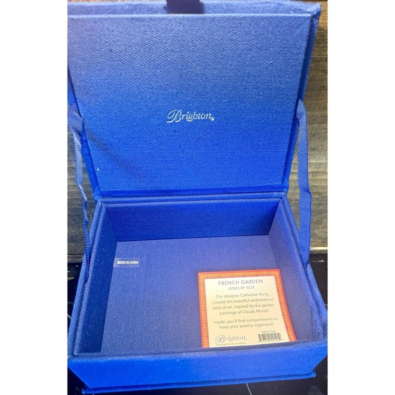 Brighton French Garden Jewelry Box Embroidered Flowers Butterfly Blue NEW w/ TAG image 5