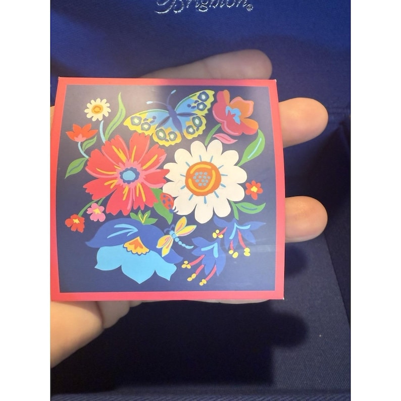 Brighton French Garden Jewelry Box Embroidered Flowers Butterfly Blue NEW w/ TAG image 7