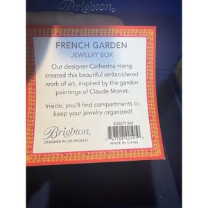Brighton French Garden Jewelry Box Embroidered Flowers Butterfly Blue NEW w/ TAG image 6