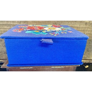 Brighton French Garden Jewelry Box Embroidered Flowers Butterfly Blue NEW w/ TAG image 8