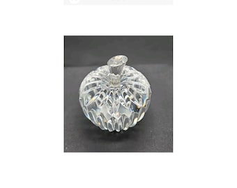 Crystal Clear Cut Glass Apple Paperweight, Unsigned, 3.5" X 3"