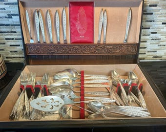 91-delig 1847 Rogers Bros verzilverd bestekset vintage kist