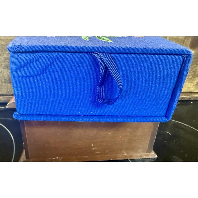 Brighton French Garden Jewelry Box Embroidered Flowers Butterfly Blue NEW w/ TAG image 9