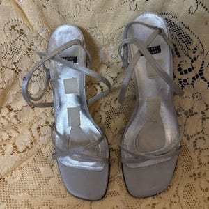 Stuart Weitzman Silver Strappy Sandals Size 9.5 | Made in Spain | Leather Sole