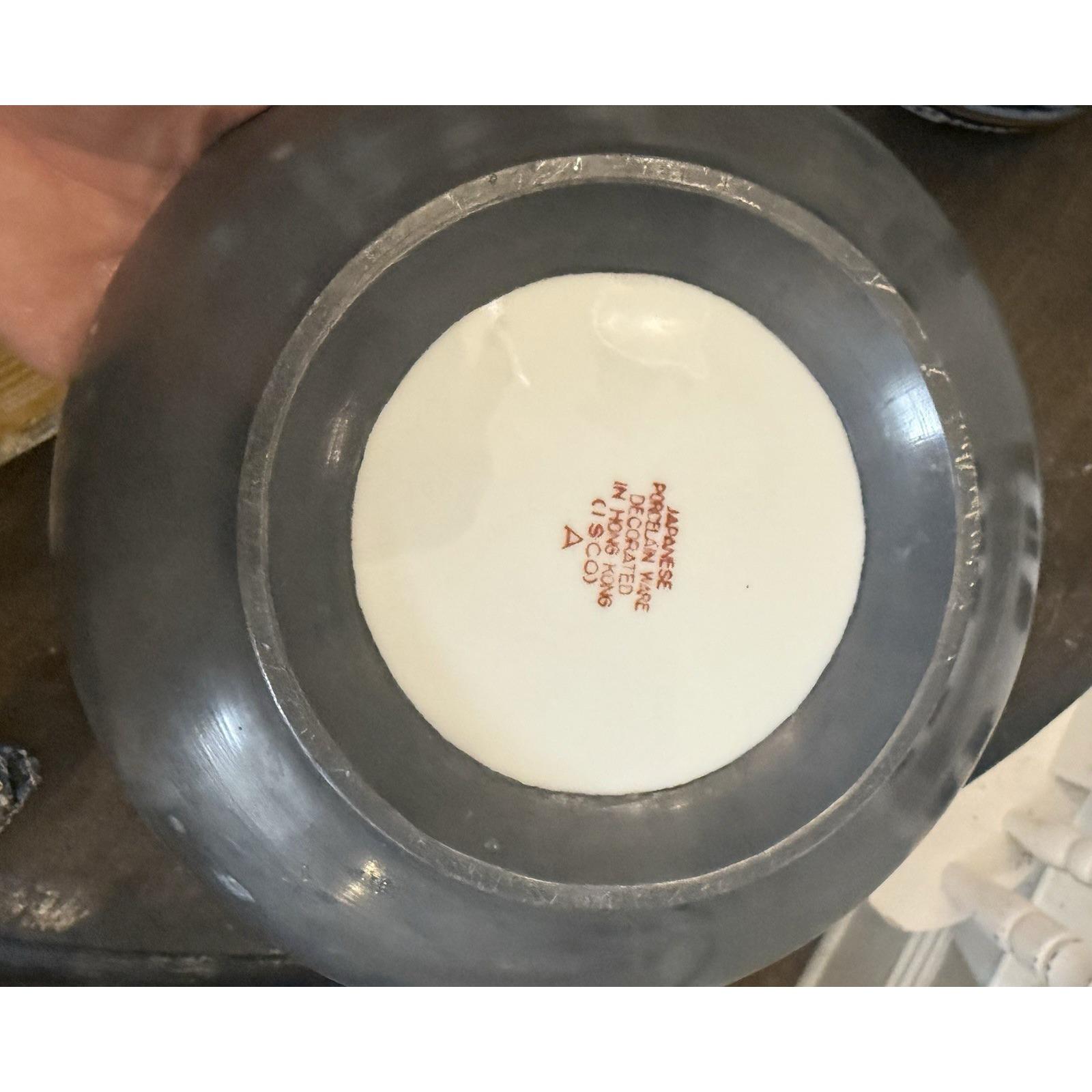 Vintage Y.Y. Japanese Porcelain Ware Decorated in Hong Kong Pewter