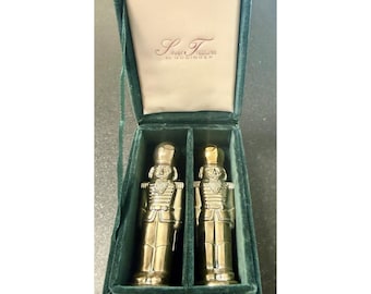 Godinger Silver Treasures Nutcracker Salt & Pepper Shaker Set 1994 Vintage Box