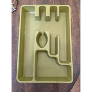 Vintage Rubbermaid Avocado Green Silverware Tray 2921 Utensil Drawer Organizer