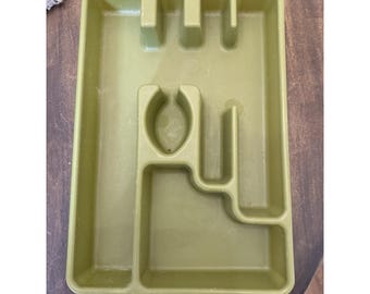 Bandeja para cubiertos Rubbermaid vintage verde aguacate 2921, organizador de cajones para utensilios