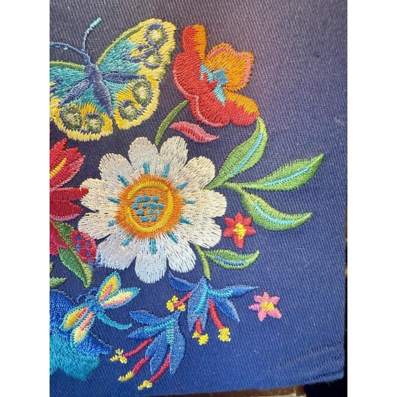 Brighton French Garden Jewelry Box Embroidered Flowers Butterfly Blue NEW w/ TAG image 2