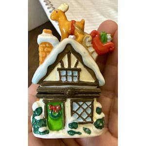 Midwest Of Cannon Falls Porzellan Hinged Box PHB Santa Auf dem Dach