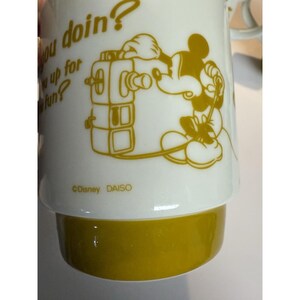 Disney Daiso Mickey Mouse Stacking Mug Set of 4 Yellow White image 6