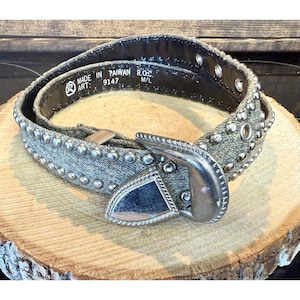 Vintage Silver Metal Western-Style Buckle Belt - Women\'s Accessory Made Tiawan Vintage Western Silver Tone Belt Buckle w/Star Taiwan ROC  main image 4