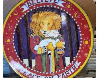 Lion & Lamb Plate "Peace On Earth" Mary Engelbreit  Vintage 1987 No. 749 EC