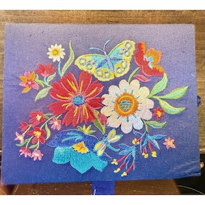 Brighton French Garden Jewelry Box Embroidered Flowers Butterfly Blue NEW w/ TAG image 1