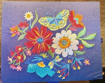 Brighton French Garden Jewelry Box Embroidered Flowers Butterfly Blue NEW w/ TAG