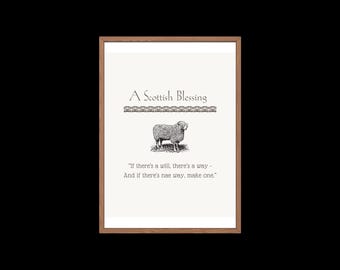 A Scottish Blessing Printable | Farmhouse Wall Art, Celtic Quote, Rustic Sheep Decor, Highland Country Home Digital Download
