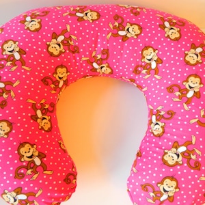Monkey Bobby Pillow Cover, Bobby Cover, Girl Nursing Pillow Cover, Breastfeeding Pillow Cover, Baby Girl Item, Nursing Item