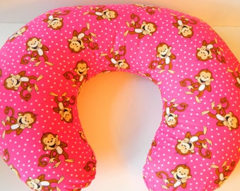 Monkey Bobby Pillow Cover, Bobby Cover, Girl Nursing Pillow Cover, Breastfeeding Pillow Cover, Baby Girl Item, Nursing Item