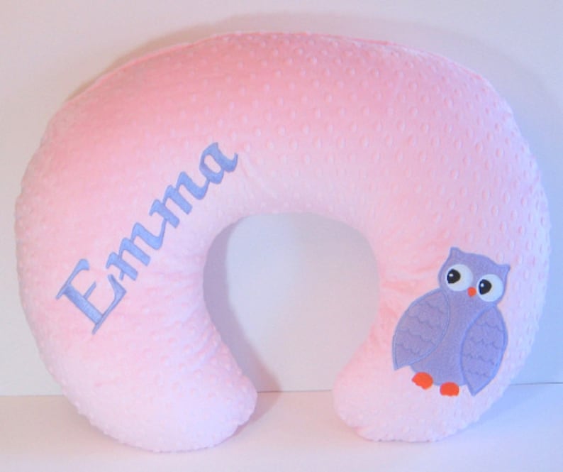Bobby Cover, Owl Breastfeeding Pillow Cover, Personalized Nursing Pillow Cover, Baby Item, Bobby Pillow Cover, Minky Baby Pillow Cover image 1