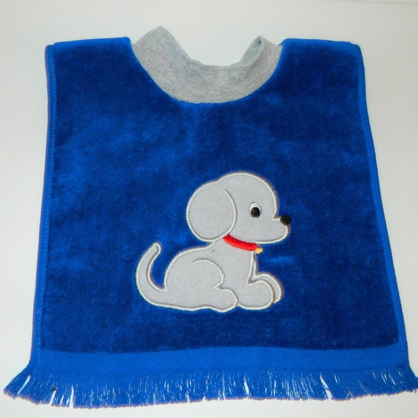 Large Personalized Baby Bib, Puppy Bib, Dog Bib, Pullover Bib, Toddler Towel Bib, Matching Baby Items, Many Colors, Terry Cloth Velour Bib