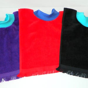Terry Cloth Velour Baby Bib: Large Pullover Towel Bib
