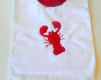 Large Personalized Baby Bib, Lobster Bib, Toddler Towel Bib, Pullover Bib, Baby Item. Many Colors, Terrycloth Velour Bib, Baby Gift, Unique