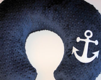 Nursing Pillow Cover, Anchor Bobby, Minky Personalized  Bobby Cover, Breastfeeding Pillow Cover, Custom Bobby Cover, Nautical Nursery