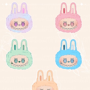 Labubu PNG Sticker Pack – 6 Printable Digital Stickers – Instant Download for Cricut, Planners, Crafts, or Journals