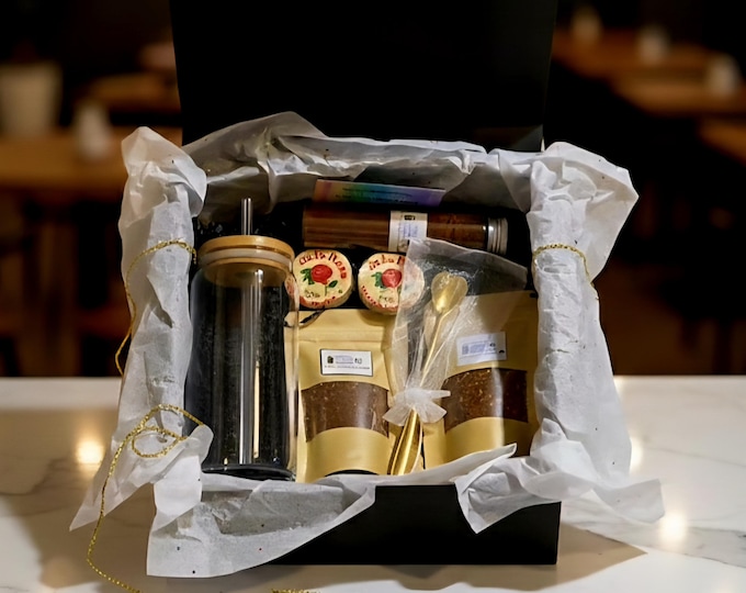 Featured listing image: Coffee Lover Gift Set | Gourmet Coffee Gift Box with Cup, Spoon, Mug & Candy | Arabica Coffee Sampler | Holiday Birthday Gift| Coffee Kit