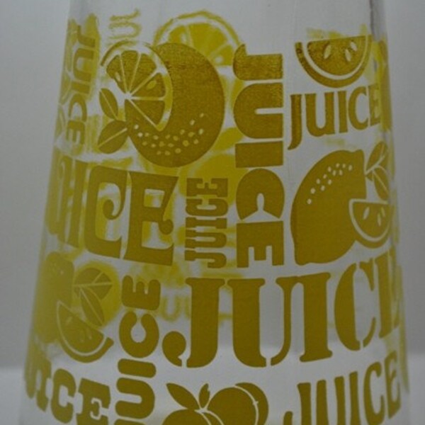 Vintage Juice Carafe Jar Glass Yellow Kitsch