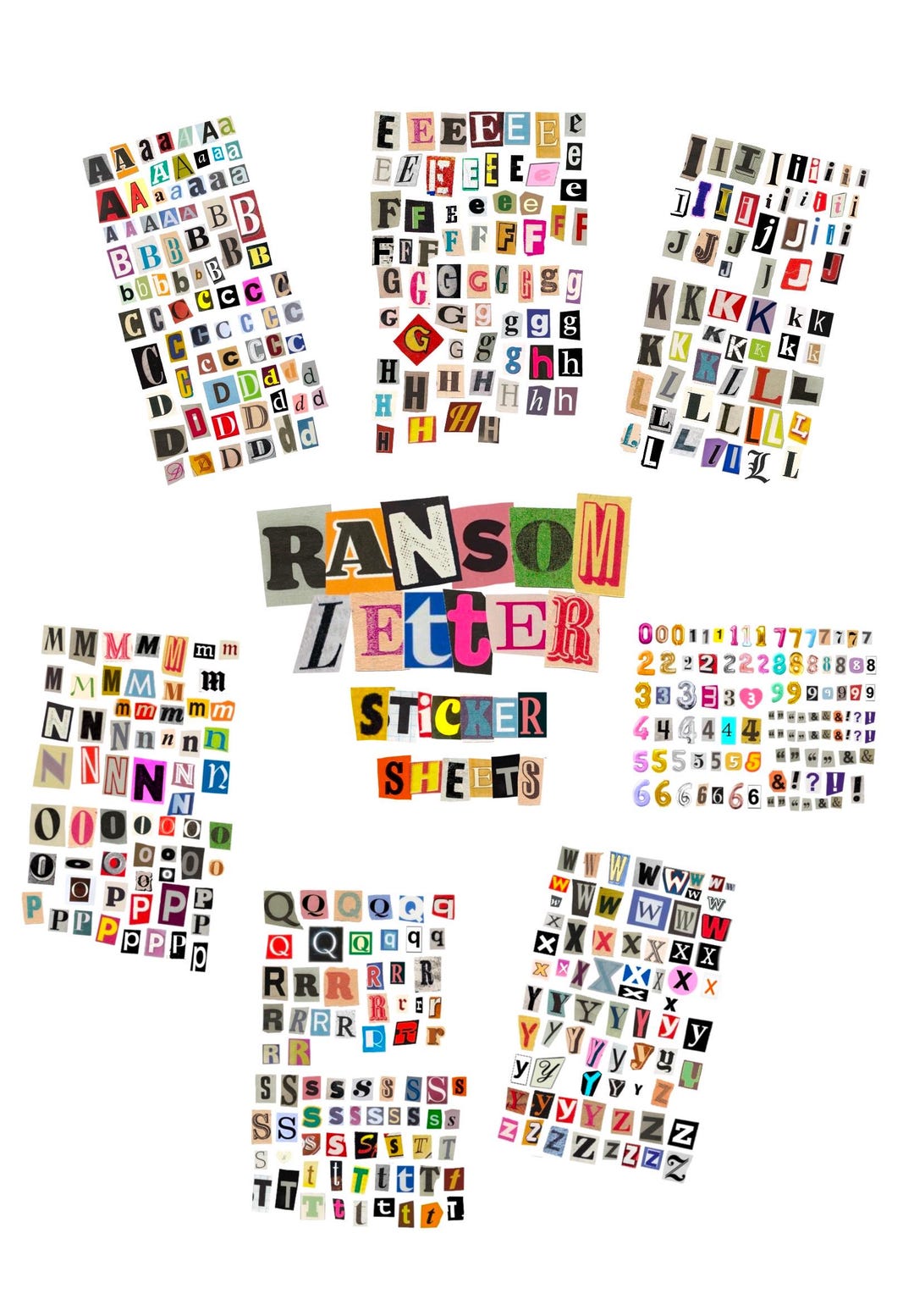 Ransom Letter Sticker Sheets - Etsy