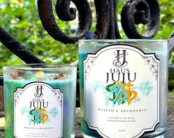 Prosperity Flame | Intentional Crystal Candle | Wealth & Abundance| Money Flow | Coconut Soy Wax