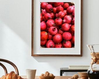 Granaatappelmarkt - fijne fotografieprint - kunst aan de muur foto - moderne keuken eten boerderij tot tafel fruit - rustieke boerderij decor eetkamer