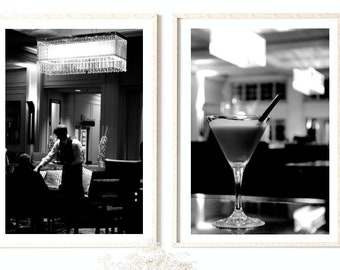 Speakeasy-cocktails - set van drie (3) zwart-wit fijne fotografieprints - kunst aan de muur foto's - Canberra - Cocktail Martini Hotelbar Decor