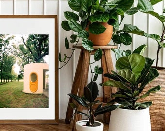 Little Canberra Bus Shelter - Fotografie Print Artwork - Retro dromerige zachte vintage film 35 mm origineel - kunst aan de muur foto - Canberra bushalte