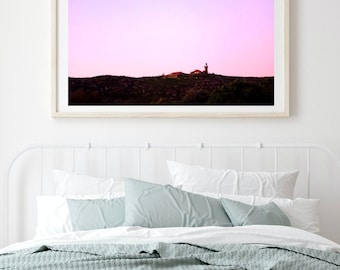 Barrenjoey Lighthouse Dusk - fotografie-print - Wall Art Photo - Palm Beach, Sydney Australia - strand oceaan zonsondergang suikerspin roze hemel
