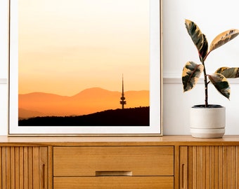 Black Mountain Golden Hour - Square Photography Print - Wall Art Photo - Telstra Tower - Canberra Australia - Ngunnawal ACT • Sunset Art