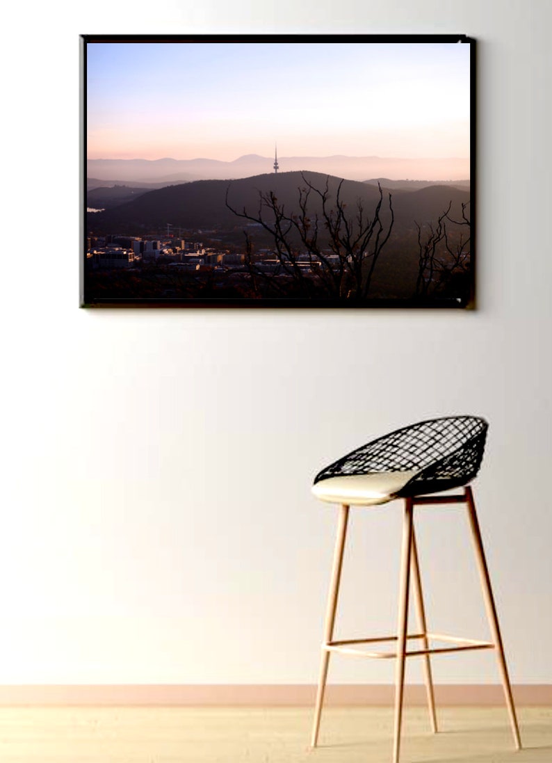 Black Mountain Sunset \u2022 Fine Photography Print \u2022 Wall Art Photo \u2022 Telstra Tower \u2022 Canberra Australia \u2022 Bush Capital ACT \u2022 Pale Dusty Pink