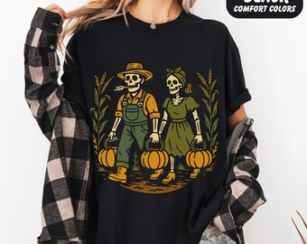 Funny Skeleton Farmers Carry Shirt: Halloween Gym Workout Tee