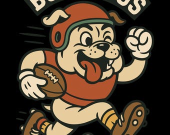 Bulldog-mascotte SVG PNG: retro sport-clipart (digitale download)
