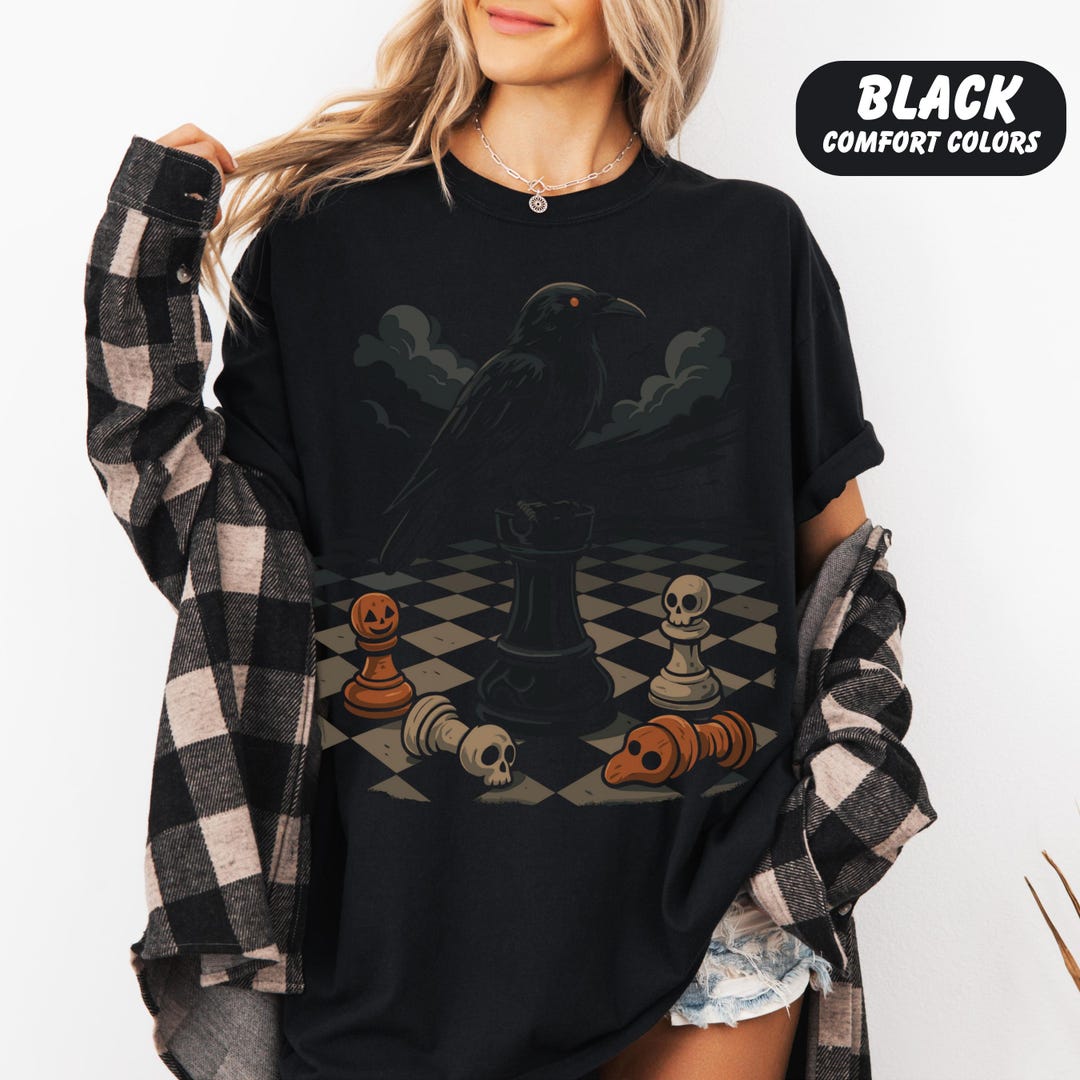 Raven Chess Graphic Tee: Gothic Halloween Comfort Colors Shirt - Etsy