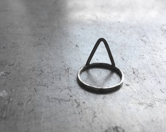 Modern Wooden Ring Statement Wooden Ring For Her Geometric Triangle Ring Black And White Large Ring Adjustable Size Gift For Architect