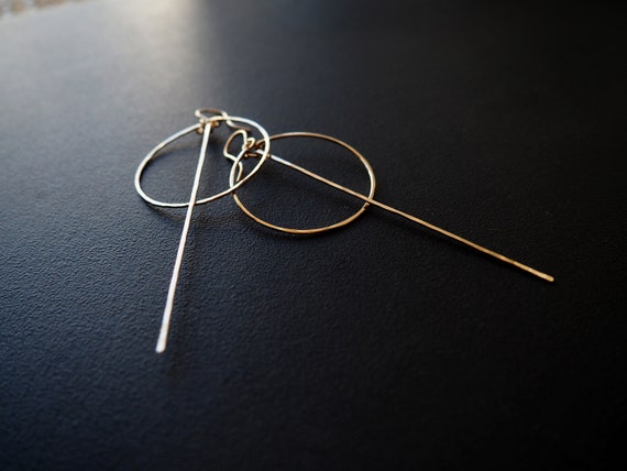 Long Bar Circle Earrings