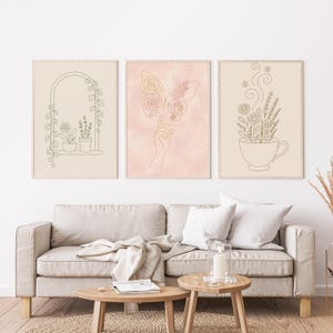Cozy Floral Line Art Prints: Boho Botanical Home Decor (Digital Download)
