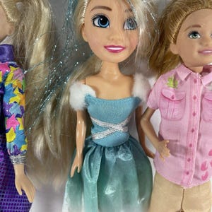 Barbie Doll Lot of 3 Skipper & Stacie Sisters + Elsa Style Princess Doll Mattel Disney 9-11” Fashion Dolls Preowned image 3