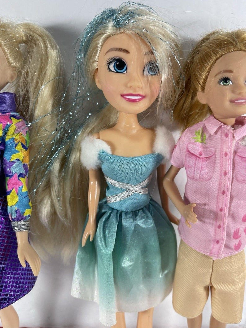 Barbie Doll Lot of 3 Skipper & Stacie Sisters + Elsa Style Princess Doll Mattel Disney 9-11” Fashion Dolls Preowned image 3