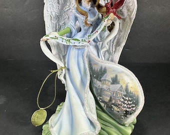 Thomas Kinkade Snowflake Angel Sculpture Bradford Exchange #3 Lighted Christmas Angel Figurine Gifts of Christmas Collection Decor