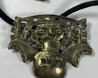 Vintage Sterling Silver Tumi Pendant Necklace 925 Peru Folk Art Jewelry, Pre Columbian Style Andean Statement Necklace, Ethnic Tribal Silver