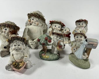 Vintage Dreamicles Figurine Lot Set of 7 Cherub Angels Baby Boom Collection Kristin Haynes Cast Art Stone Collectibles