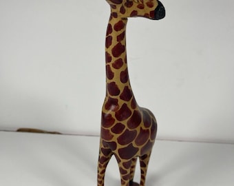 Disney Parks Giraffe Figurine Hand Carved Wooden Animal Sculpture Safari Decor 12”